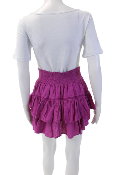 Honorine Womens Cotton Ruffle Layered Mini Lucia Skirt Petunia Size Small
