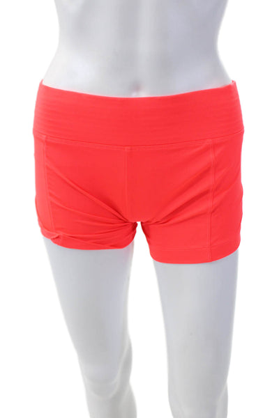 Designer Womens Pull On Mini Biker Shorts Bright Orange Size Small