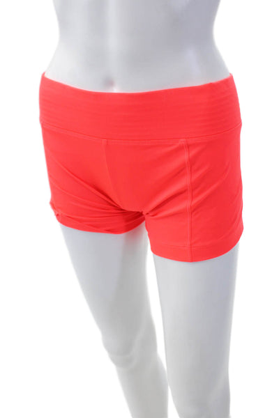 Designer Womens Pull On Mini Biker Shorts Bright Orange Size Small