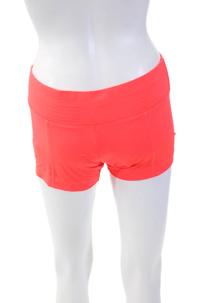 Designer Womens Pull On Mini Biker Shorts Bright Orange Size Small