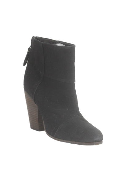 Rag & Bone Womens Zip Up Round Cap Toe Ankle Boots Black Size 38.5 8.5