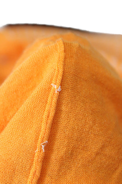 Designer Womens 3/4 Sleeve Metallic Knit Striped Crew Neck Top Orange Size Small