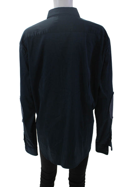 Aglini Womens Button Front Long Sleeve Collared Shirt Blue Cotton Size IT 44