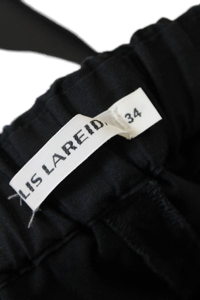 Lis Lareida Womens Elastic Waistband Slim Cut Trouser Pants Black Size FR 34