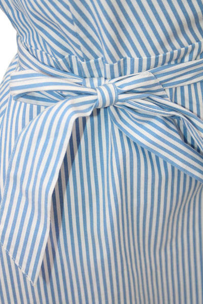 J Crew Womens Cotton Striped Print V-Neck Belted Wrap Dress Blue Size 2P