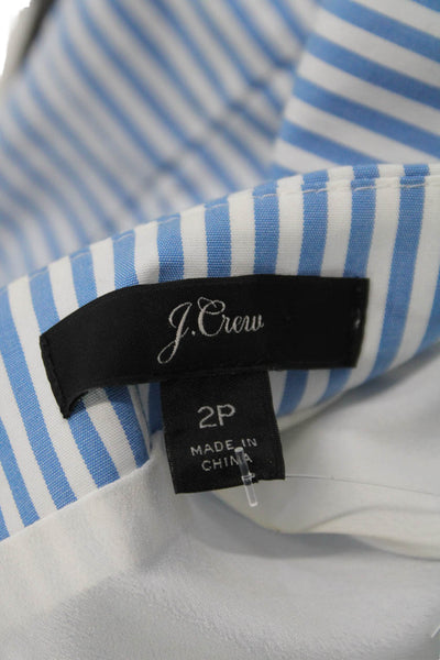 J Crew Womens Cotton Striped Print V-Neck Belted Wrap Dress Blue Size 2P