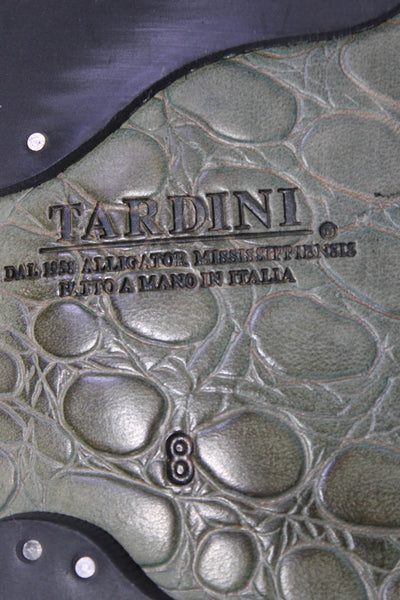 Tardini Mens American Alligator Logo Embroidered Sandals Shoes Dark Brown Sz 8