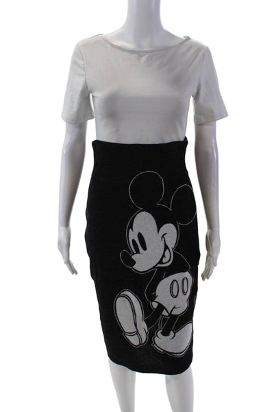 Lena Hoschek Womens Side Zip Mouse Printed Knit Pencil Skirt Black White Small