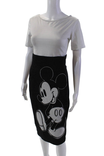 Lena Hoschek Womens Side Zip Mouse Printed Knit Pencil Skirt Black White Small