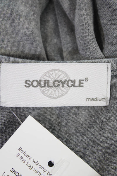 Soul Cycle Womens Long Sleeve Splatter Logo Tee Shirt Gray Multi Size Medium
