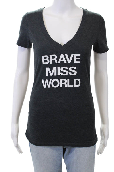 Next Level Apparel Womens Short Sleeve Brave Miss World Tee Shirt Gray Small