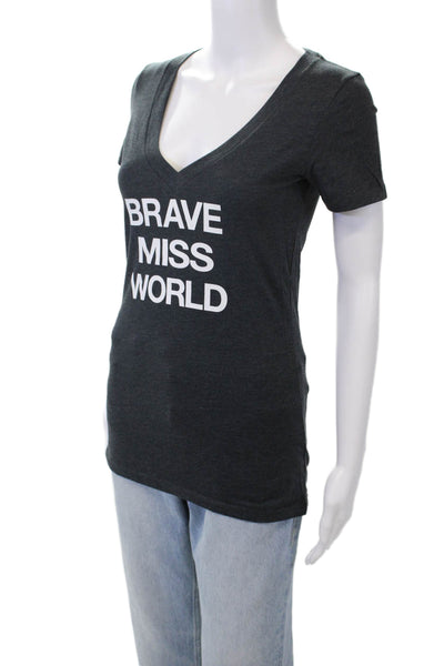 Next Level Apparel Womens Short Sleeve Brave Miss World Tee Shirt Gray Small