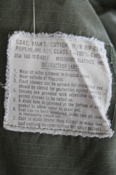 Macshore Classics Womens Button Front Collared Jacket Green Cotton Size Medium