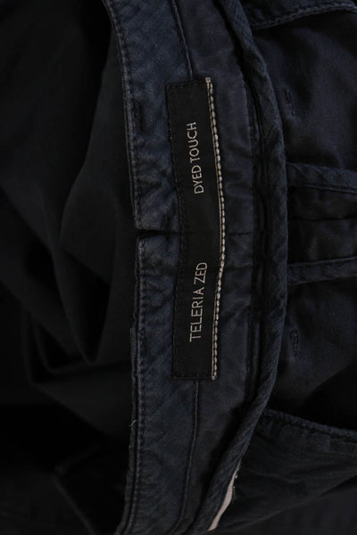 Sartorial Art Mens Cotton Flat Front Zippered Casual Pants Blue Size 40