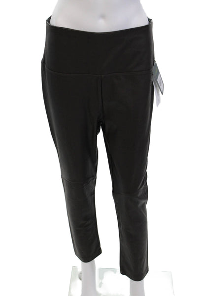 Lysse Womens Elastic Waistband High Rise Faux Leather Leggings Brown Size Large