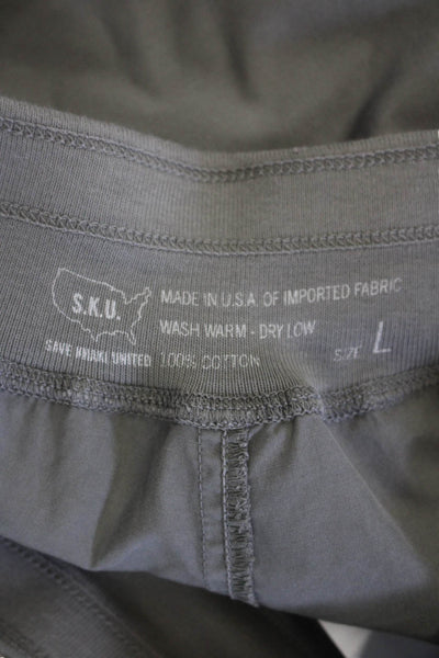 S.K.U. Mens Drawstring Straight Leg Casual Pants Gray Cotton Size Large