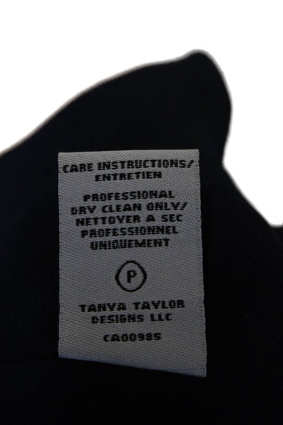 Tanya Taylor Womens Floral V-Neck Cold Shoulder Short Sleeve Dress Blue Size 4