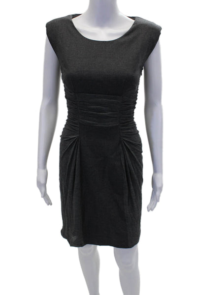 Alberta Ferretti Womens Wool Ruched Scoop Neck Bodycon Dress Gray Size 4
