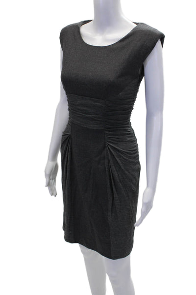 Alberta Ferretti Womens Wool Ruched Scoop Neck Bodycon Dress Gray Size 4