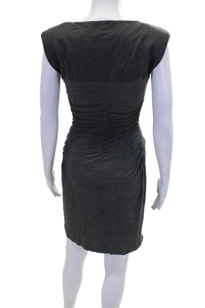 Alberta Ferretti Womens Wool Ruched Scoop Neck Bodycon Dress Gray Size 4