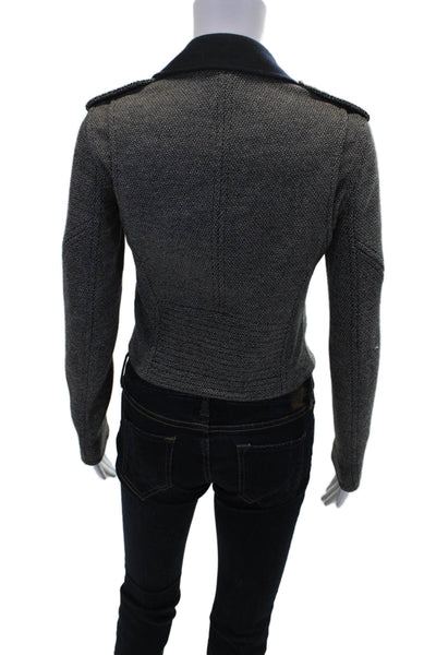 Theory Womens Cotton Blend Full Zip Long Sleeve Motorcycle Jacket Gray Size P