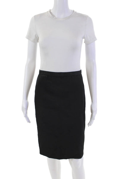 RED Valentino Womens Cotton Textured Slit Midi Skirt Black Size EUR 40