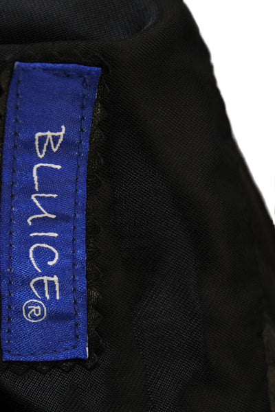 Blu Ice Women's Leather Braided Button Up Long Sleeves Jacket Black Size XL