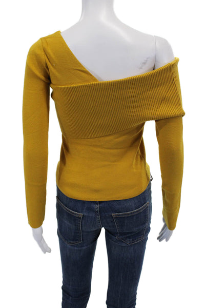 L'atiste Womens One Shoulder Long Sleeve Knit Top Yellow Size M