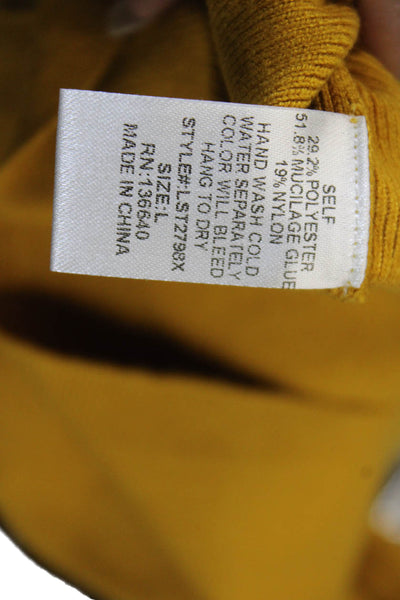 L'atiste Womens One Shoulder Long Sleeve Knit Top Yellow Size M