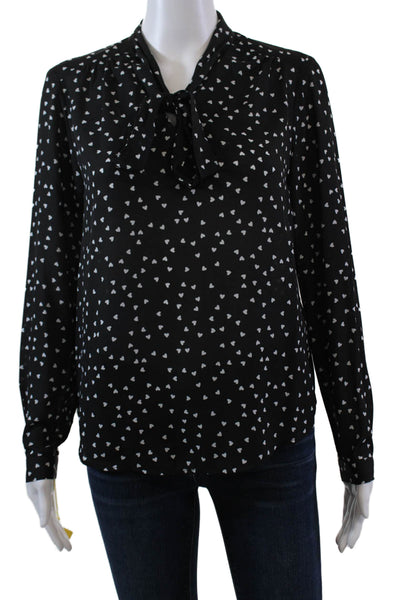 Renuar Womens Heart Print Long Sleeves Blouse Black White Size Extra Large