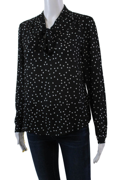 Renuar Womens Heart Print Long Sleeves Blouse Black White Size Extra Large