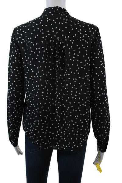 Renuar Womens Heart Print Long Sleeves Blouse Black White Size Extra Large