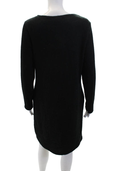 M Made In Italy Womens Long Sleeves Pullover Sweater Dress Black Size Small