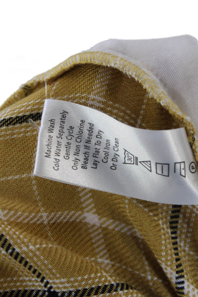 Kyla Seo Womens Plaid print Y-Neck Buttoned Casual Shirt Dress Yellow Size S