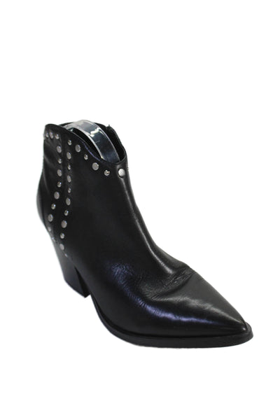 MARC FISHER LTD Womens Pointed Toe Cowboy Ankle Boots Black Size 9.5 Medium