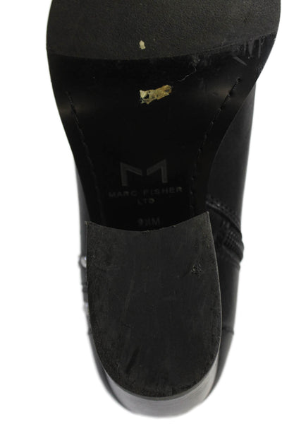MARC FISHER LTD Womens Pointed Toe Cowboy Ankle Boots Black Size 9.5 Medium