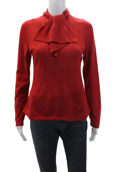 Dries Van Noten Womens Wool Short Sleeve V-neck Tie Front Top Red Size L