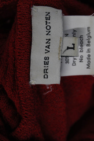 Dries Van Noten Womens Wool Short Sleeve V-neck Tie Front Top Red Size L