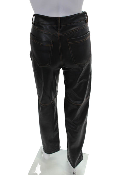Pull & Bear Womens Faux Leather High Rise Straight Leg Pants Black Size S