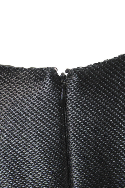 L Agence Womens Back Zip Short Sleeve Crew Neck Sheath Dress Black Size 4