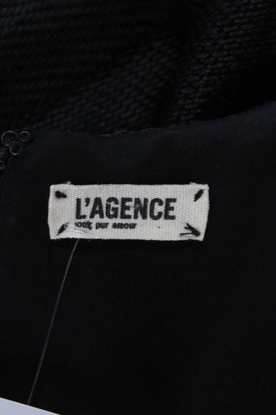 L Agence Womens Back Zip Short Sleeve Crew Neck Sheath Dress Black Size 4