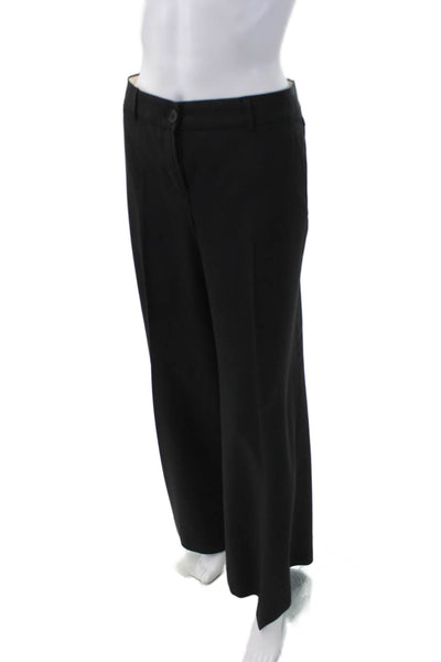 Theory Womens Wool Zippered Mid-Rise Wide-Leg Dress Pants Black Size 12