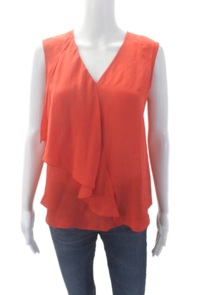 10 Crosby Derek Lam Womens Textured Sleeveless V-neck Tank Blouse Red Size 04