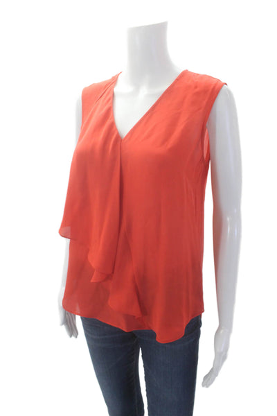 10 Crosby Derek Lam Womens Textured Sleeveless V-neck Tank Blouse Red Size 04