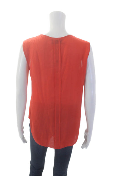 10 Crosby Derek Lam Womens Textured Sleeveless V-neck Tank Blouse Red Size 04