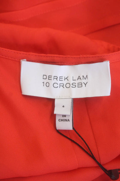 10 Crosby Derek Lam Womens Textured Sleeveless V-neck Tank Blouse Red Size 04
