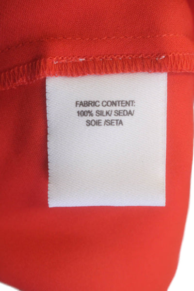 10 Crosby Derek Lam Womens Textured Sleeveless V-neck Tank Blouse Red Size 04