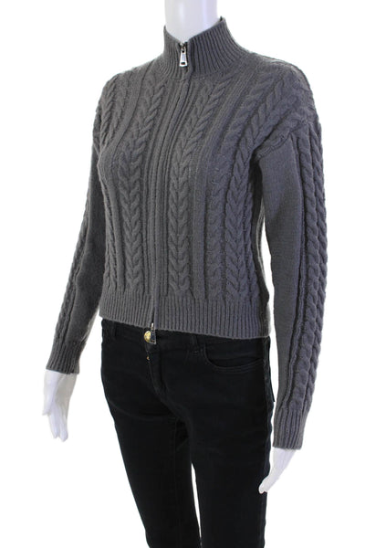 BLANKNYC Womens Cable Knit Full Zipper Turtleneck Sweater Gray Size Extra Small