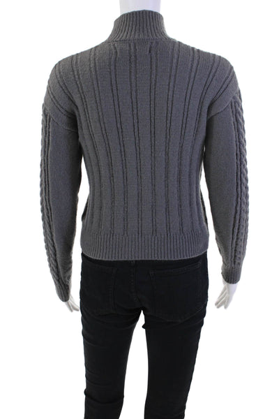BLANKNYC Womens Cable Knit Full Zipper Turtleneck Sweater Gray Size Extra Small
