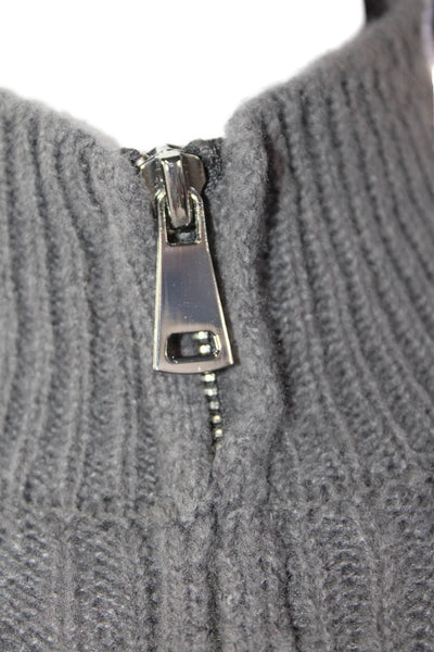 BLANKNYC Womens Cable Knit Full Zipper Turtleneck Sweater Gray Size Extra Small
